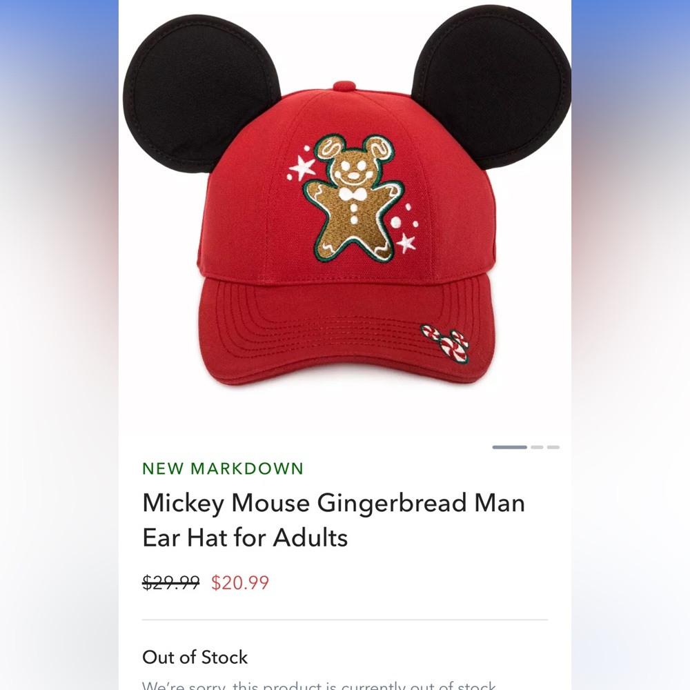Mickey Mouse Gingerbread Man Ear Hat for Adults